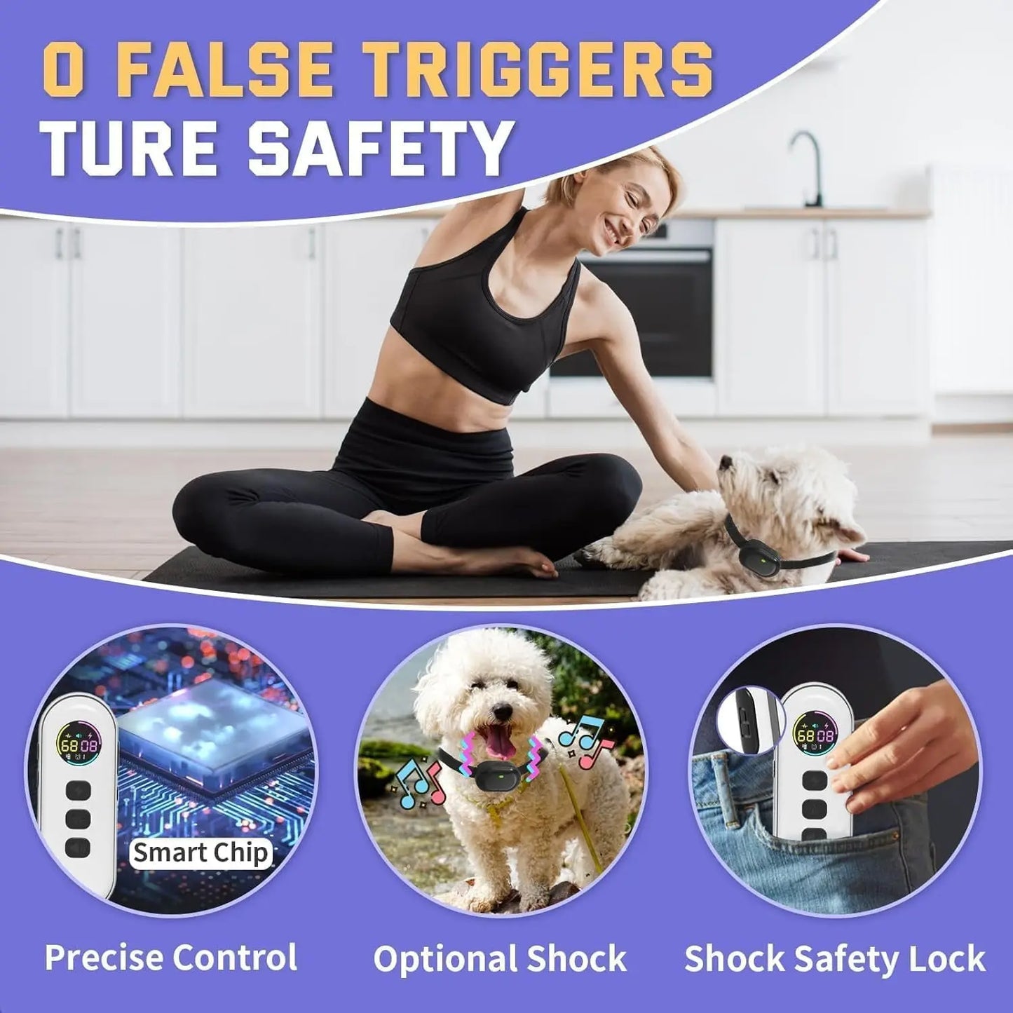 No Bark Small Dog Training Collar Remote 1300FT Lightweight Rechargeable 5-15lb