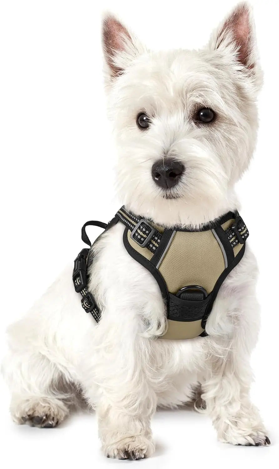 No Pull Dog Harness Reflective Adjustable Oxford Vest Dogs Control (All Sizes) Beige X-Small