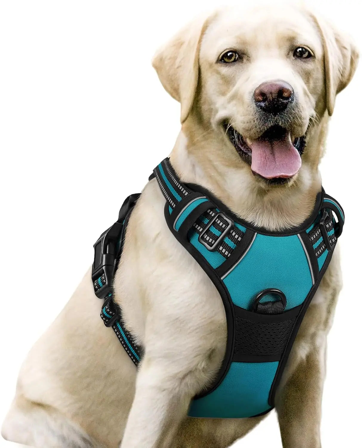 No Pull Dog Harness Reflective Adjustable Oxford Vest Dogs Control (All Sizes) Teal Large
