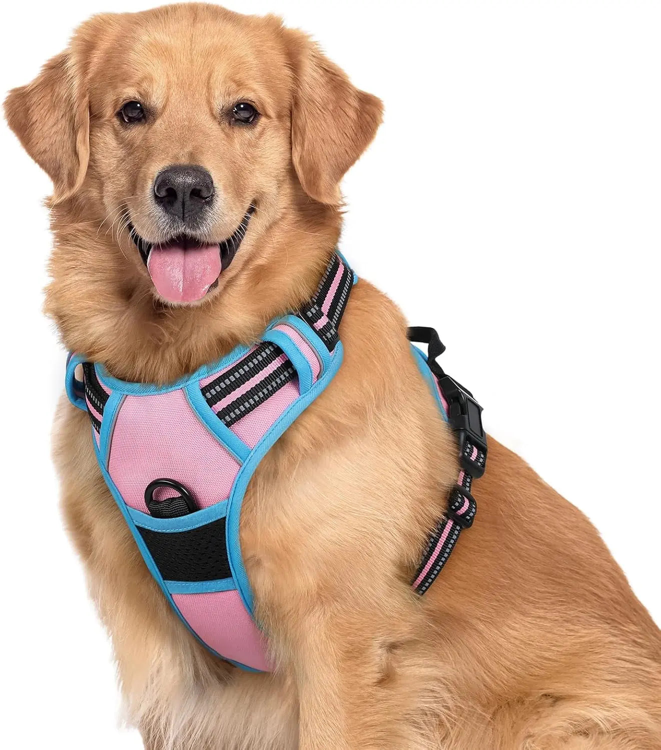 No Pull Dog Harness Reflective Adjustable Oxford Vest Dogs Control (All Sizes) Pink Blue X-Large