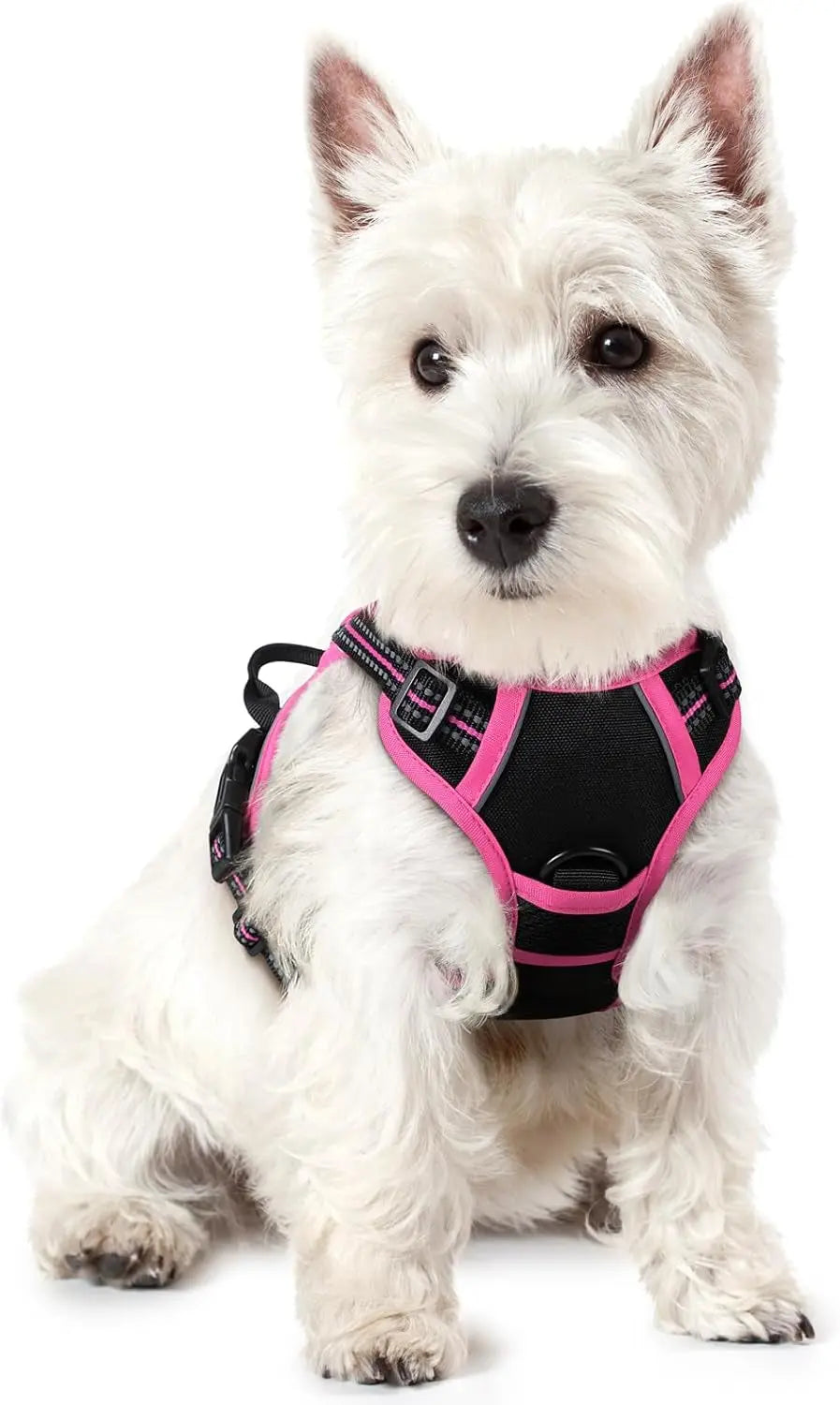 No Pull Dog Harness Reflective Adjustable Oxford Vest Dogs Control (All Sizes) Black Hot Pink X-Small