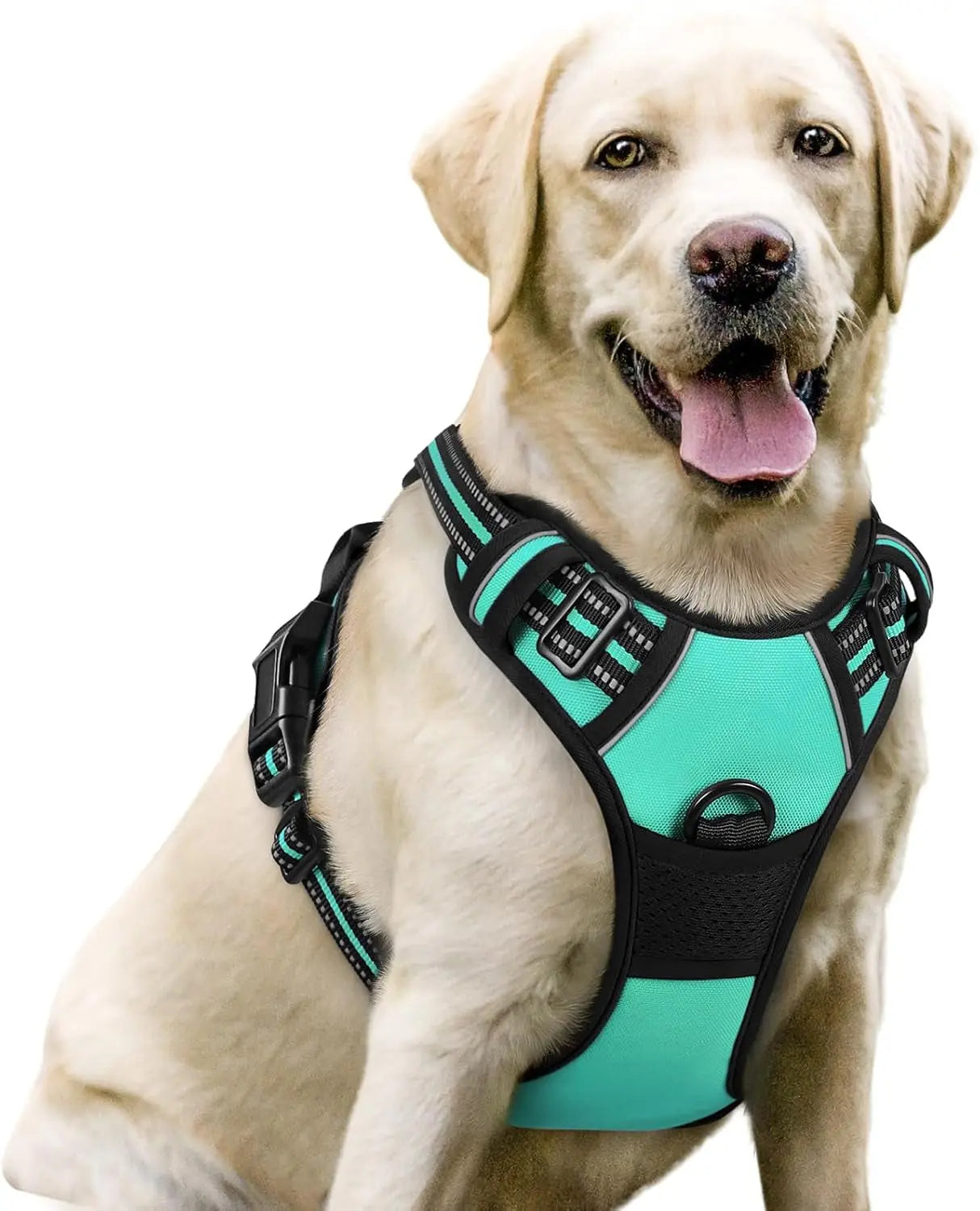 No Pull Dog Harness Reflective Adjustable Oxford Vest Dogs Control (All Sizes) Turquoise Large