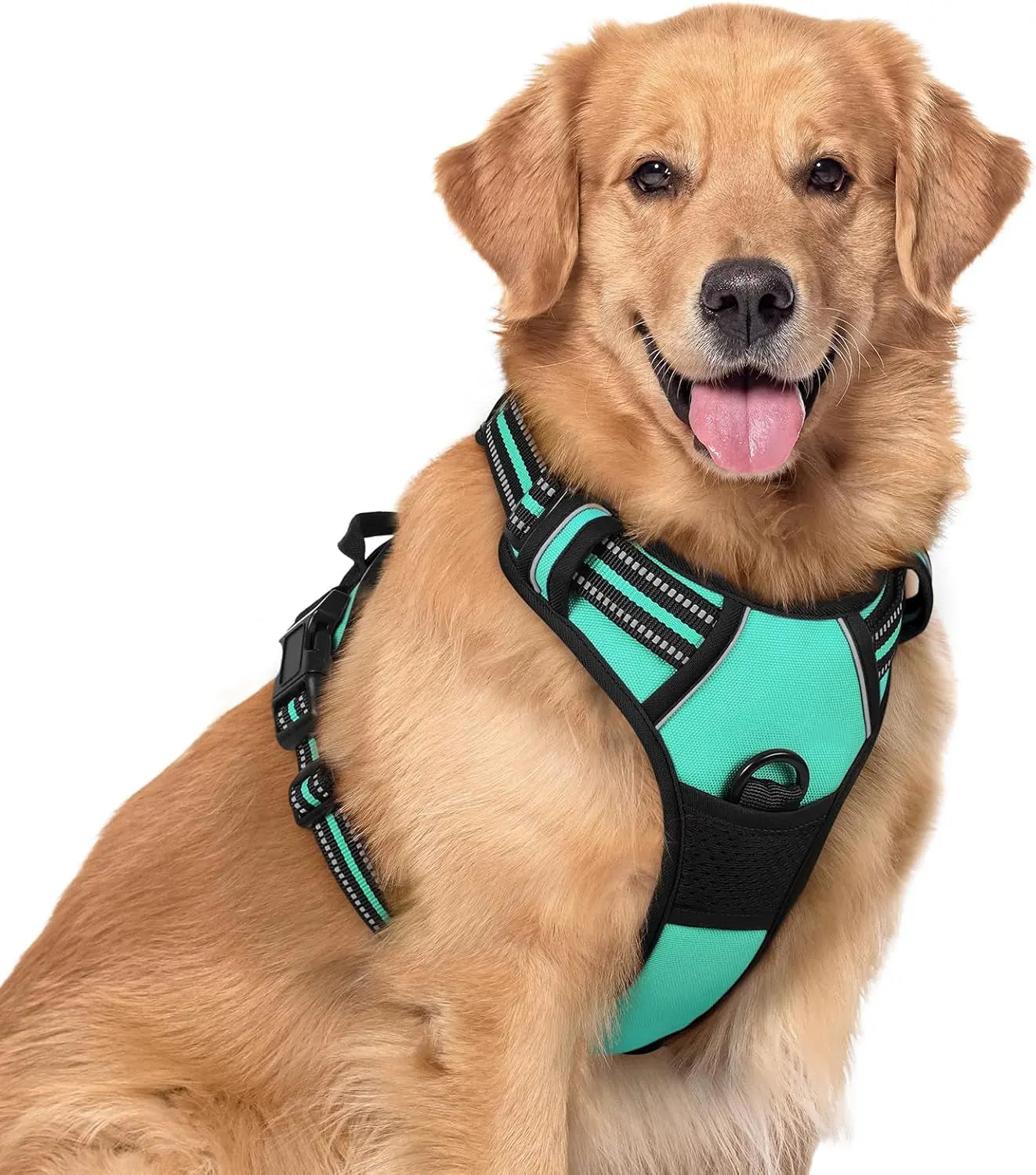 No Pull Dog Harness Reflective Adjustable Oxford Vest Dogs Control (All Sizes) Turquoise X-Large