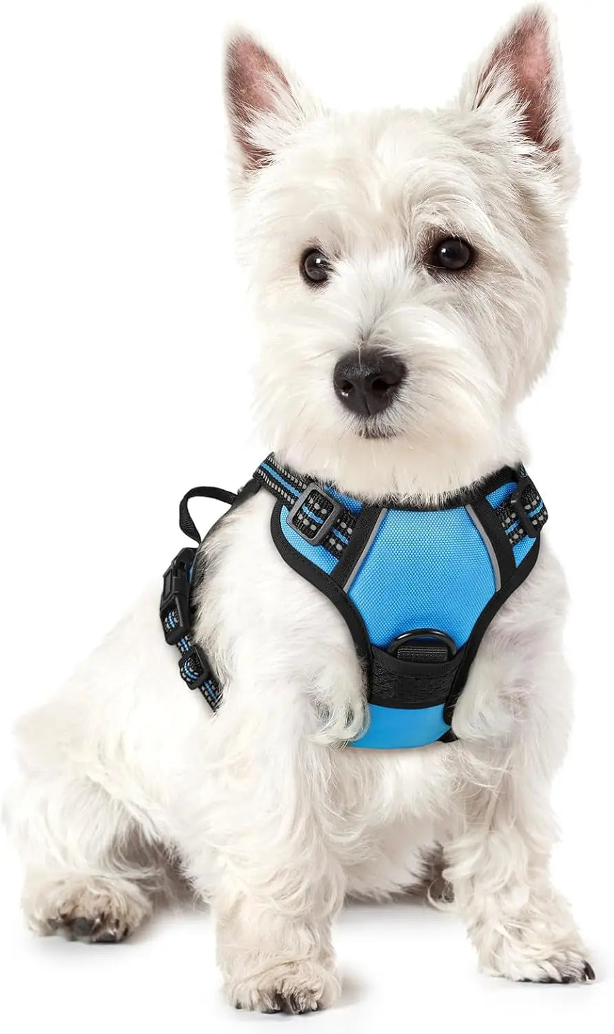 No Pull Dog Harness Reflective Adjustable Oxford Vest Dogs Control (All Sizes) Blue X-Small