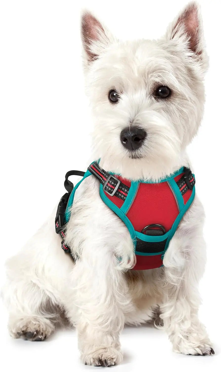 No Pull Dog Harness Reflective Adjustable Oxford Vest Dogs Control (All Sizes) Red Teal X-Small