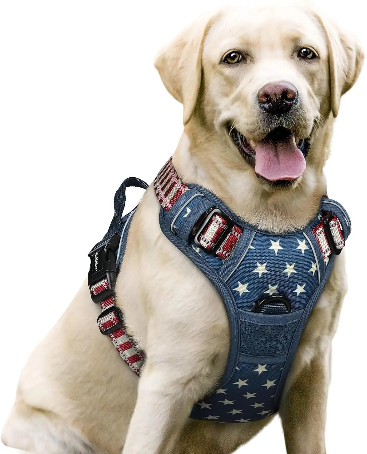 No Pull Dog Harness Reflective Adjustable Oxford Vest Dogs Control (All Sizes) Blue Star Large