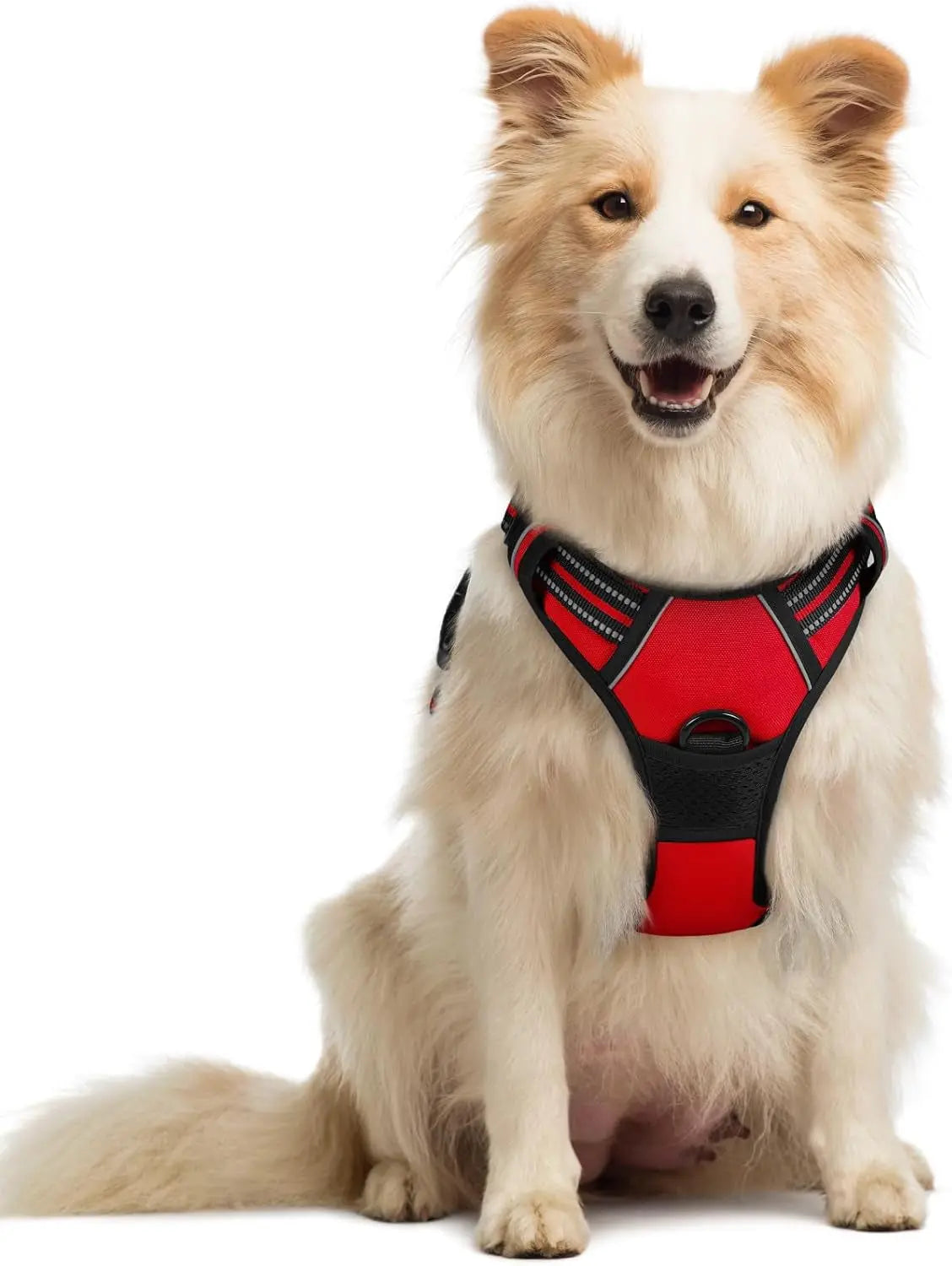 No Pull Dog Harness Reflective Adjustable Oxford Vest Dogs Control (All Sizes) Red Medium
