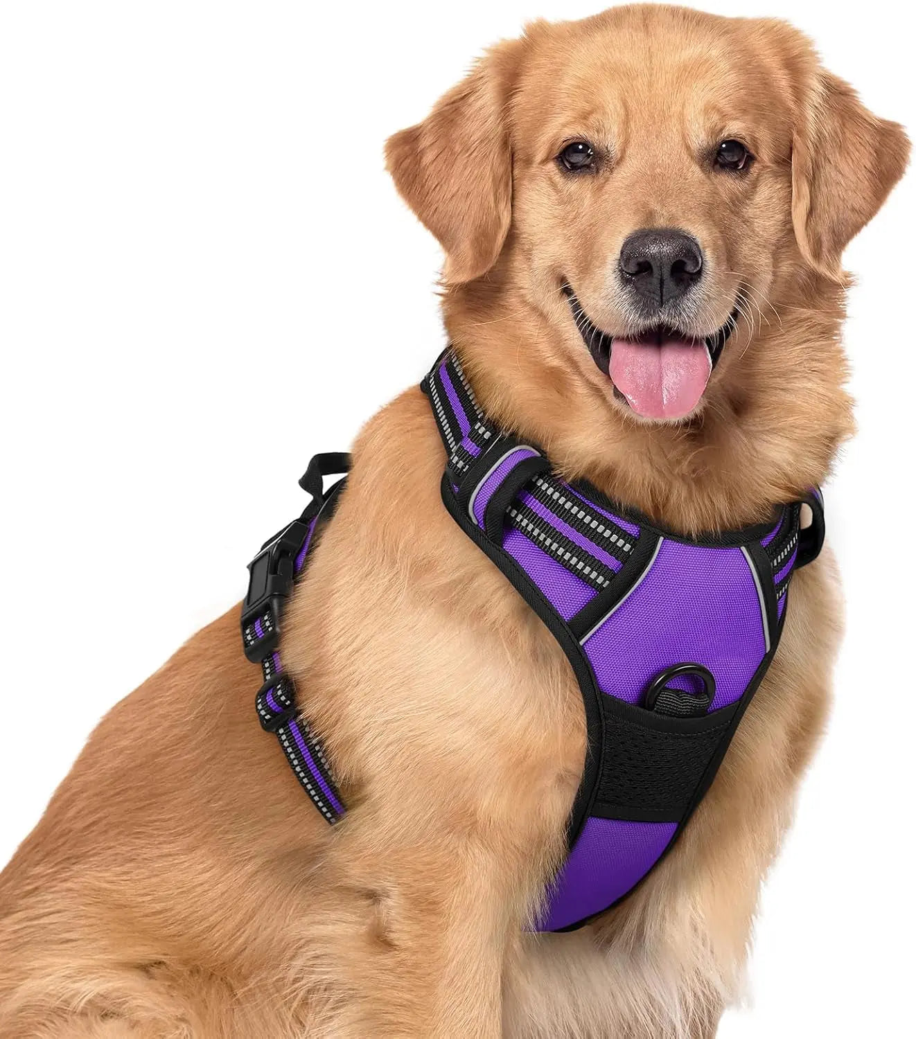 No Pull Dog Harness Reflective Adjustable Oxford Vest Dogs Control (All Sizes) Purple X-Large