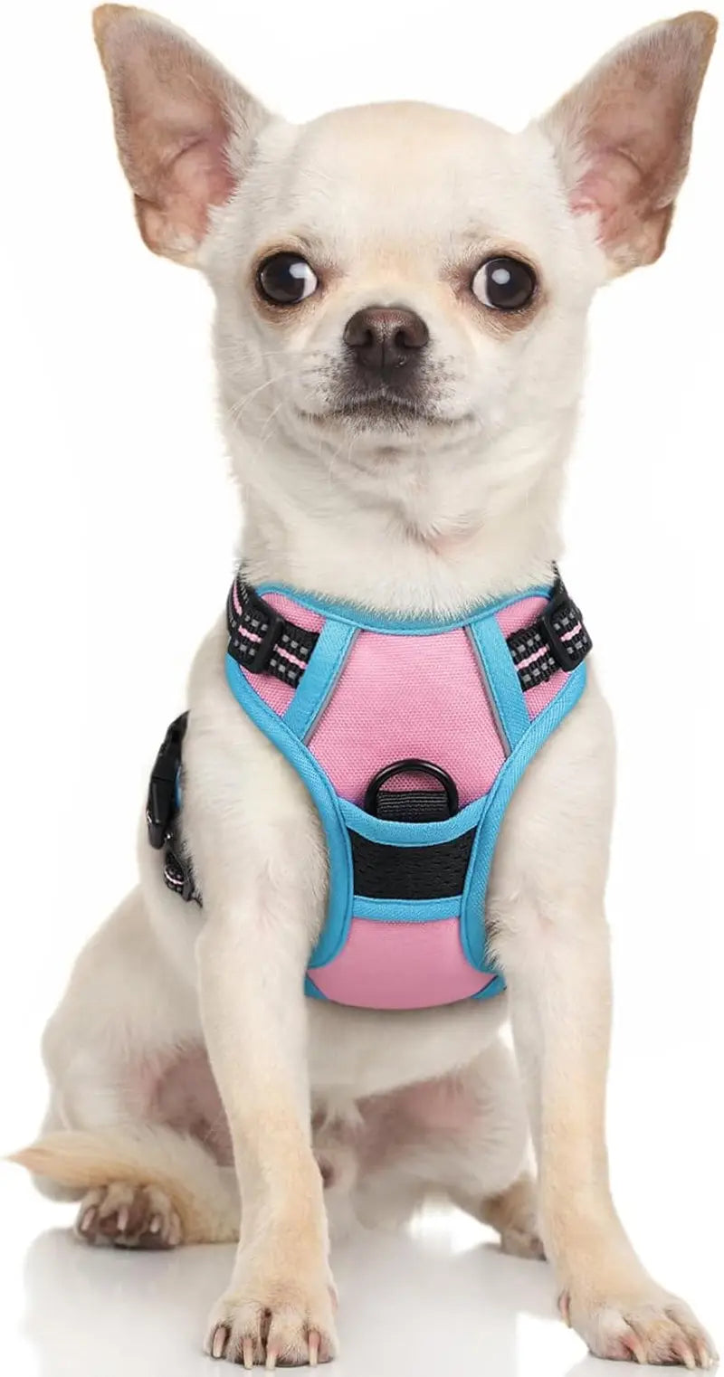 No Pull Dog Harness Reflective Adjustable Oxford Vest Dogs Control (All Sizes) Pink Blue X-Small