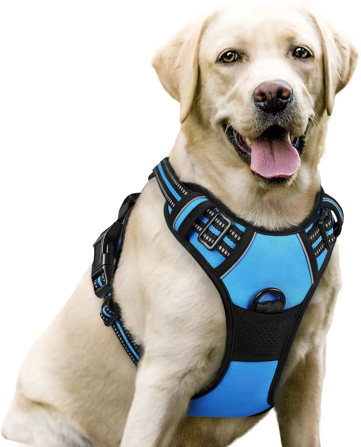 No Pull Dog Harness Reflective Adjustable Oxford Vest Dogs Control (All Sizes) Blue Large