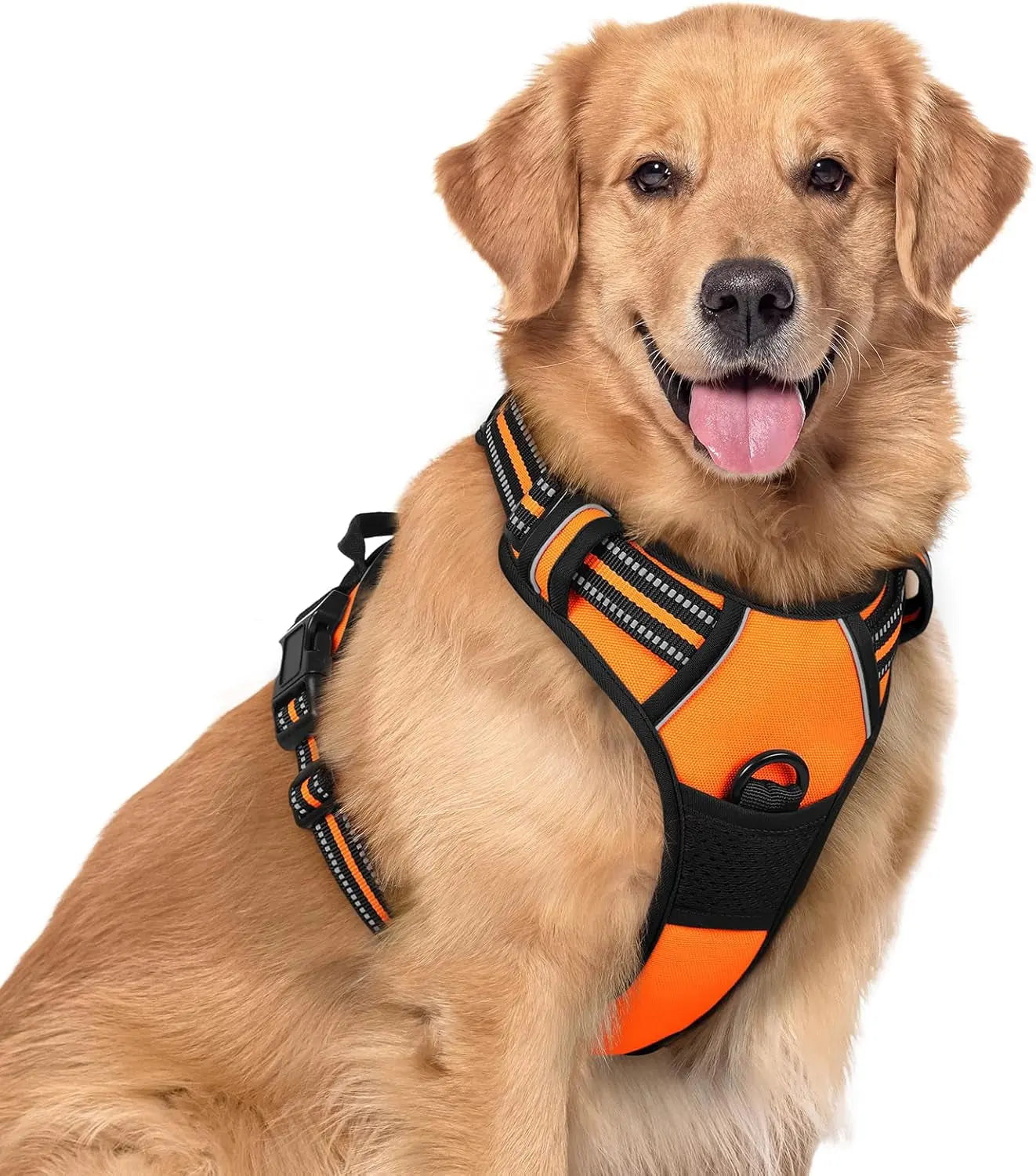 No Pull Dog Harness Reflective Adjustable Oxford Vest Dogs Control (All Sizes) Orange X-Large