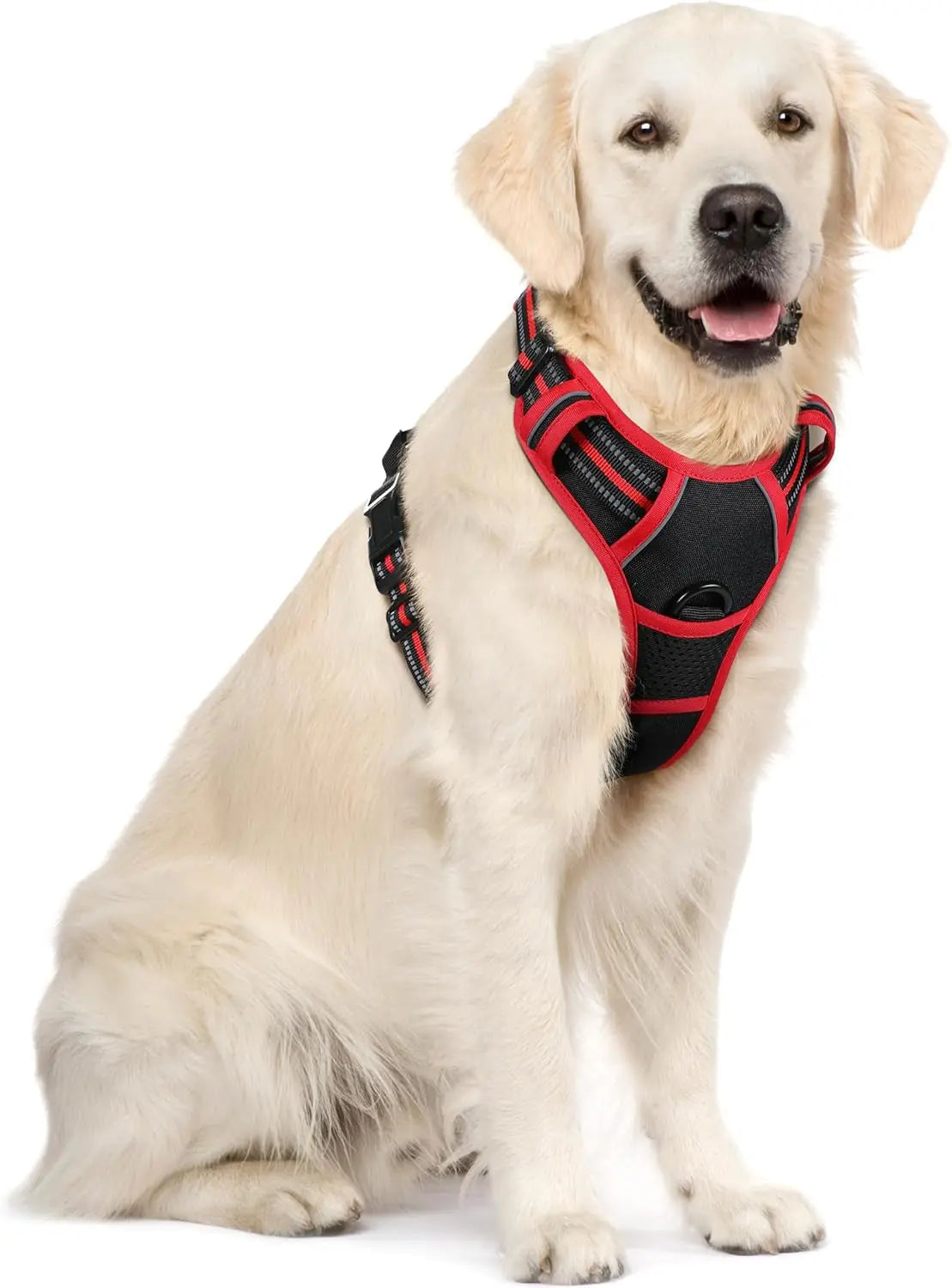 No Pull Dog Harness Reflective Adjustable Oxford Vest Dogs Control (All Sizes) Black Red X-Large