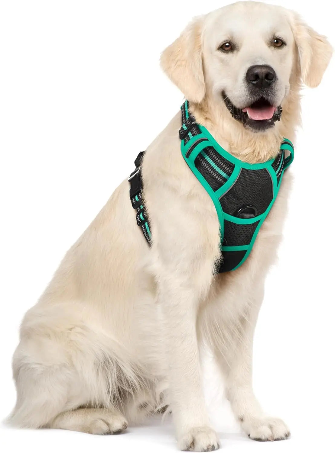 No Pull Dog Harness Reflective Adjustable Oxford Vest Dogs Control (All Sizes) Black Turquoise X-Large