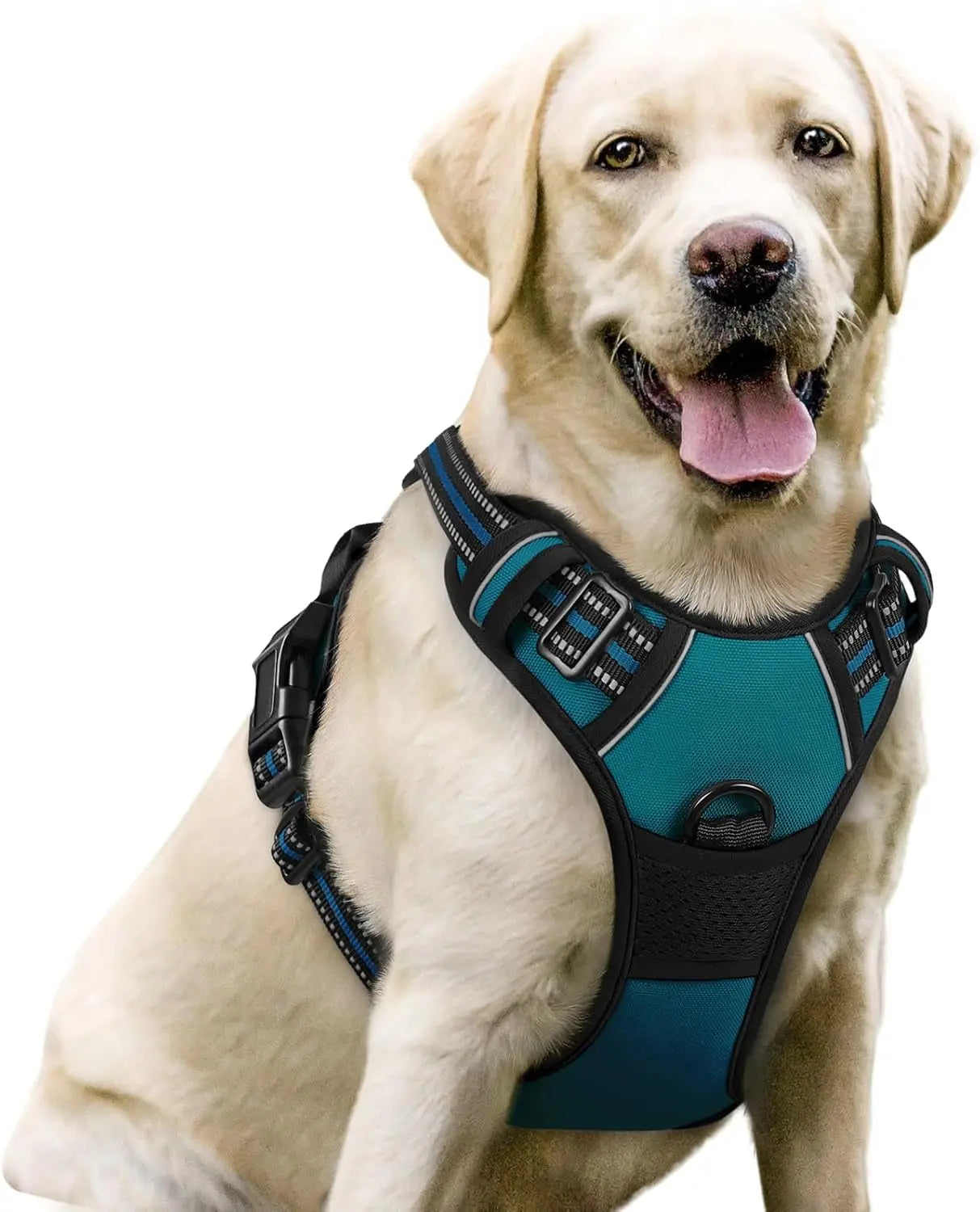 No Pull Dog Harness Reflective Adjustable Oxford Vest Dogs Control (All Sizes) Blue Coral Large