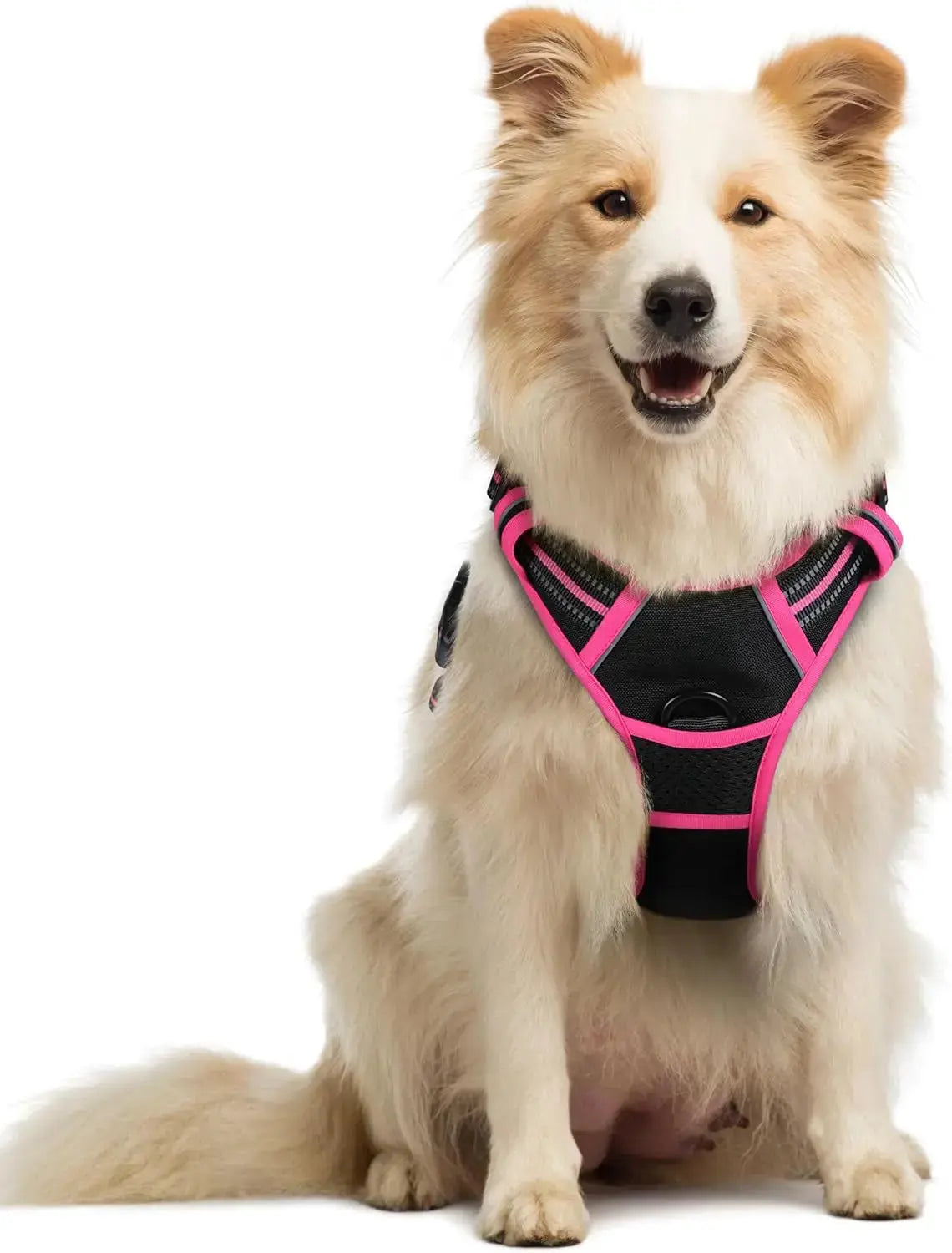 No Pull Dog Harness Reflective Adjustable Oxford Vest Dogs Control (All Sizes) Black Hot Pink Medium