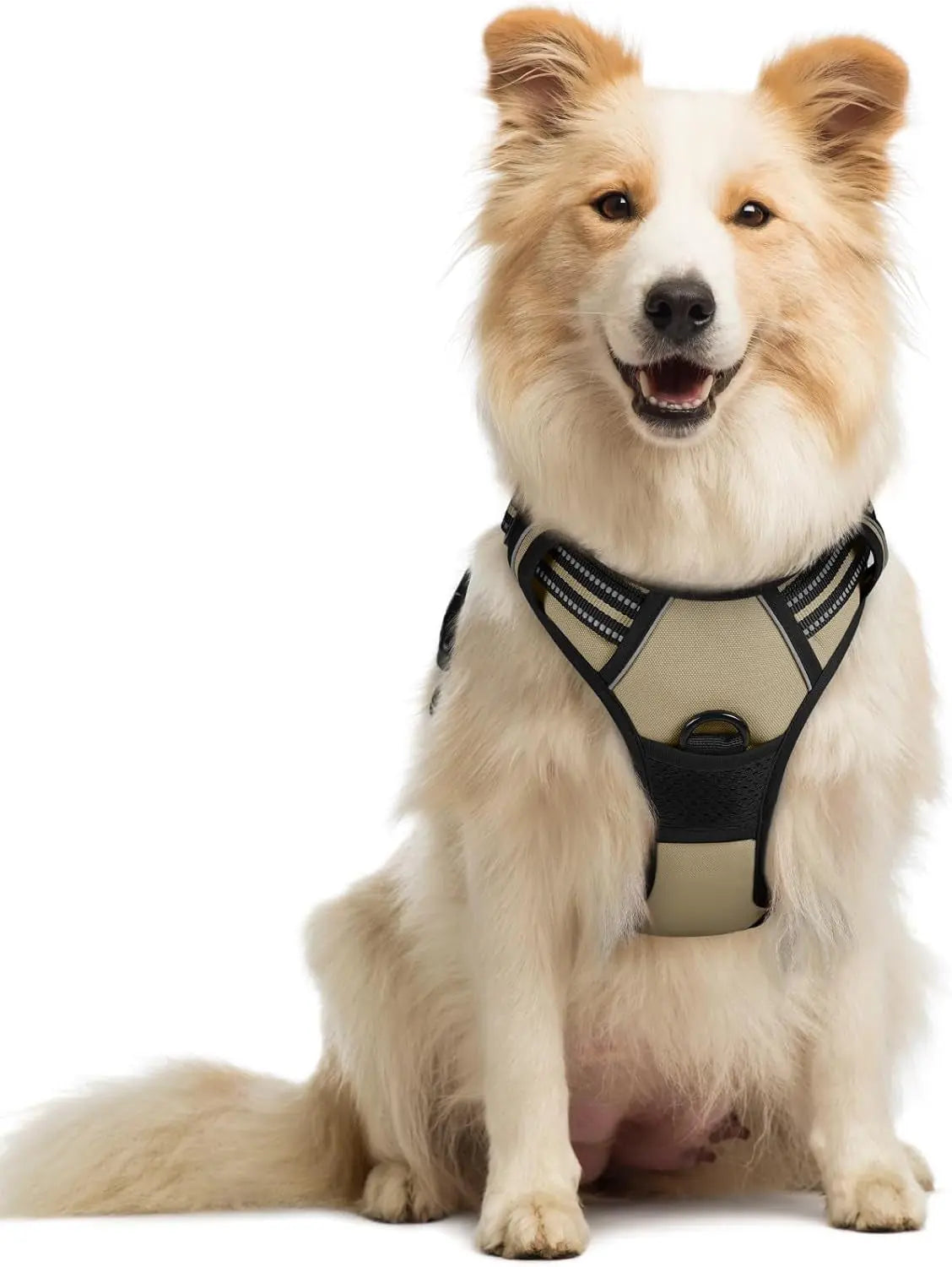 No Pull Dog Harness Reflective Adjustable Oxford Vest Dogs Control (All Sizes) Beige Medium