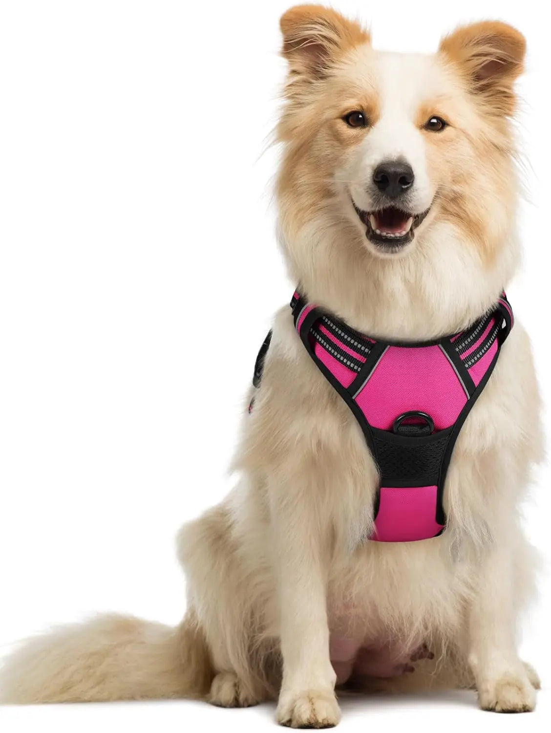 No Pull Dog Harness Reflective Adjustable Oxford Vest Dogs Control (All Sizes) Hot Pink Medium