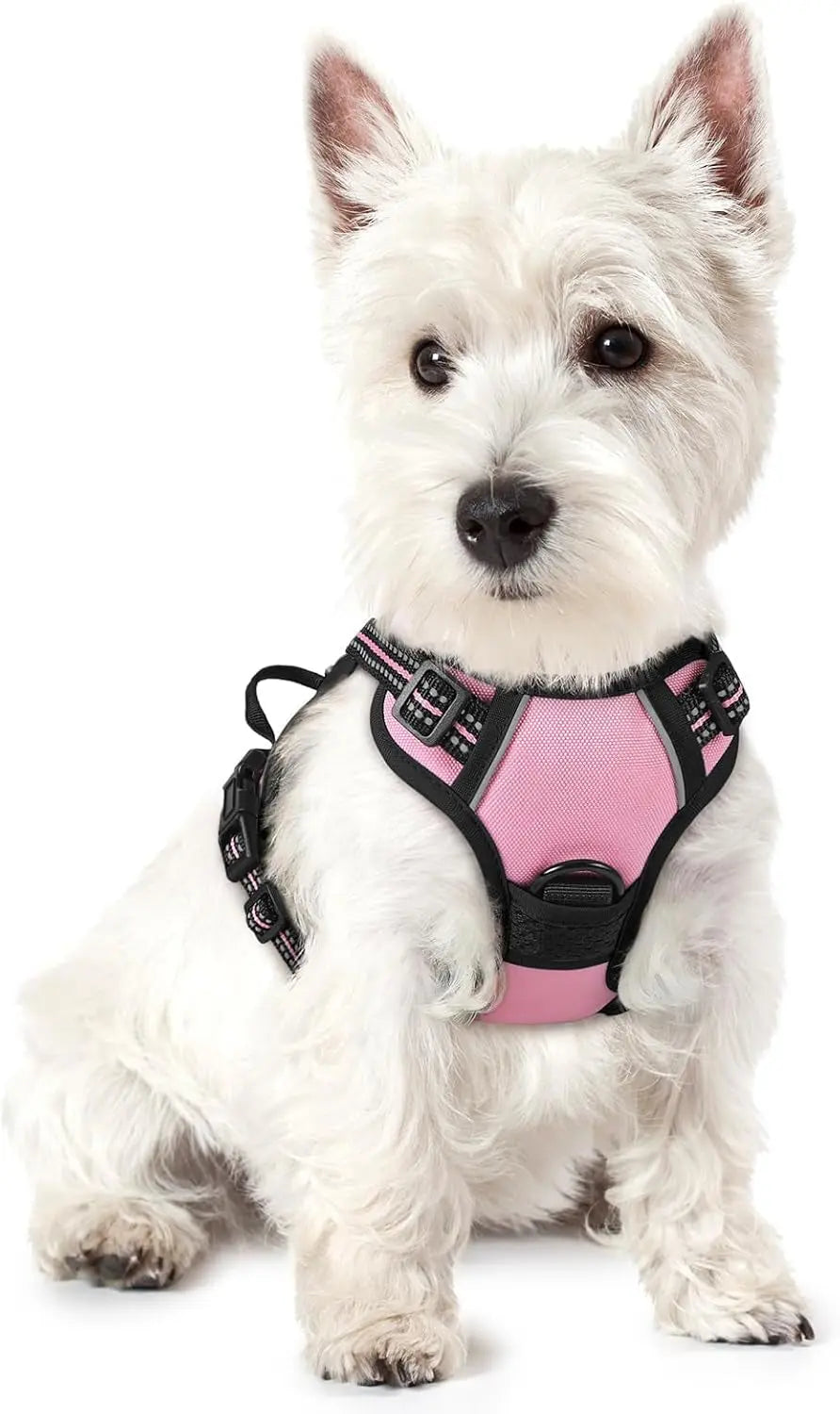 No Pull Dog Harness Reflective Adjustable Oxford Vest Dogs Control (All Sizes) Pink X-Small
