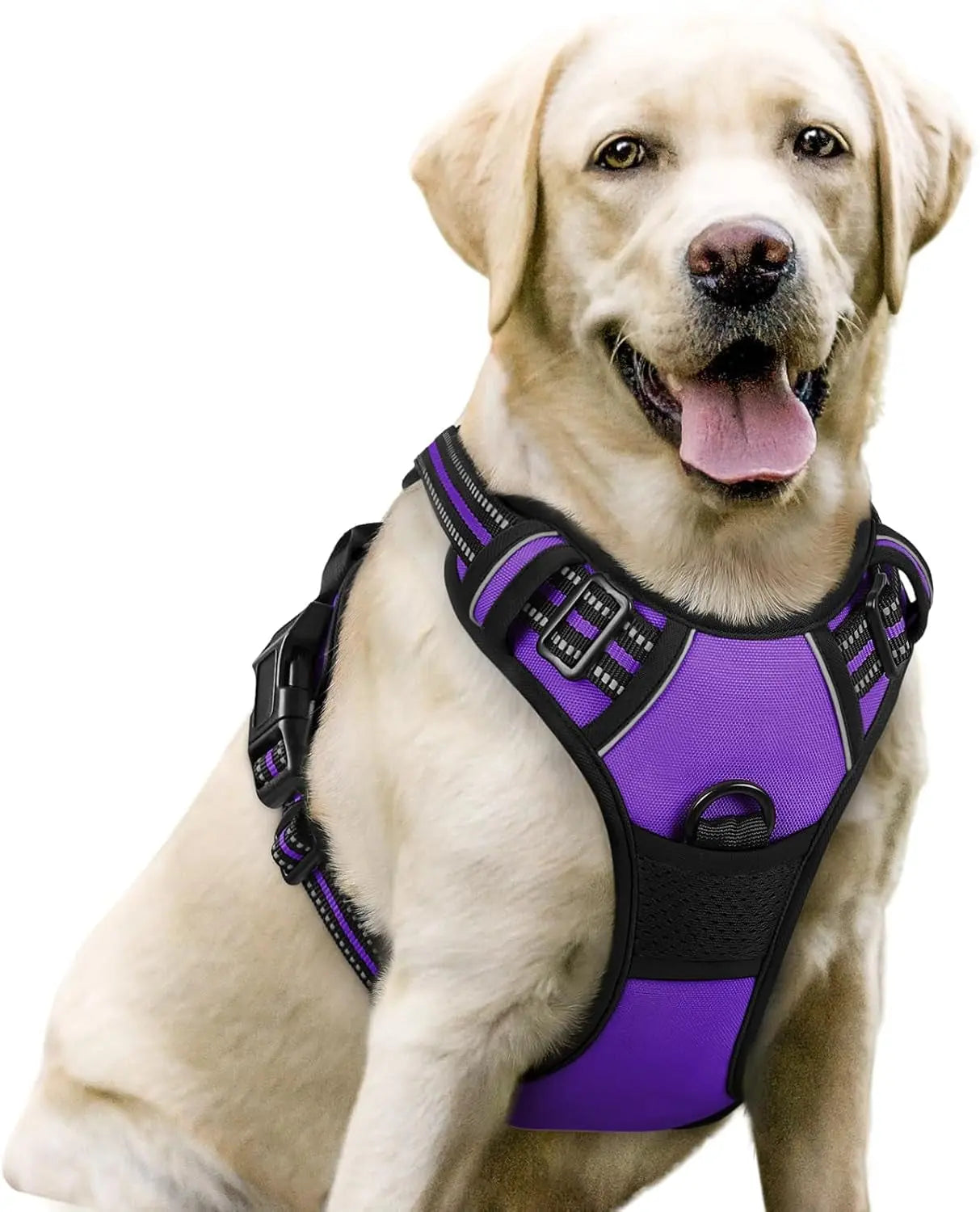 No Pull Dog Harness Reflective Adjustable Oxford Vest Dogs Control (All Sizes) Purple Large