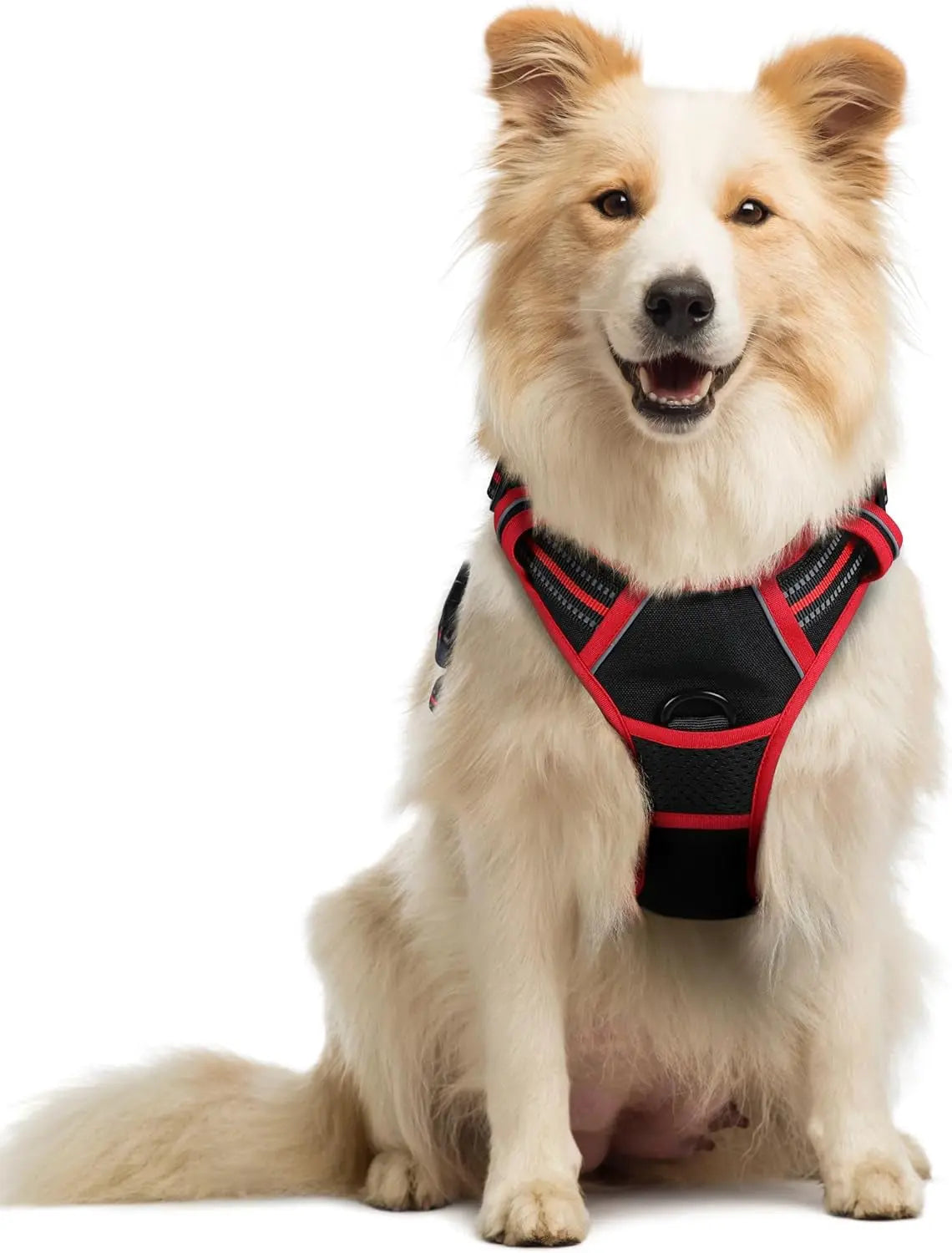 No Pull Dog Harness Reflective Adjustable Oxford Vest Dogs Control (All Sizes) Black Red Medium