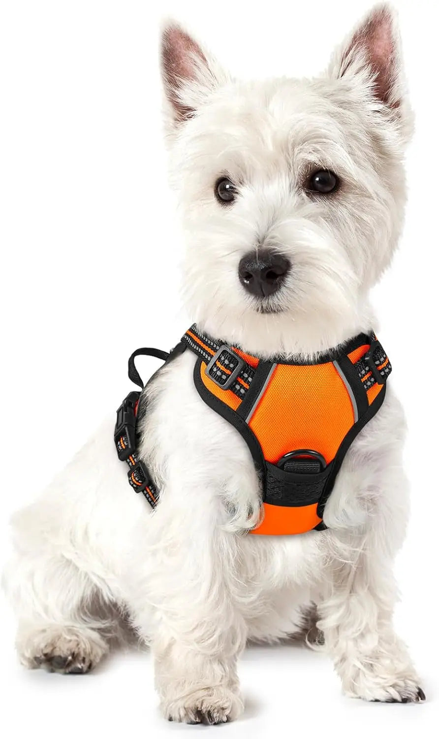 No Pull Dog Harness Reflective Adjustable Oxford Vest Dogs Control (All Sizes) Orange X-Small