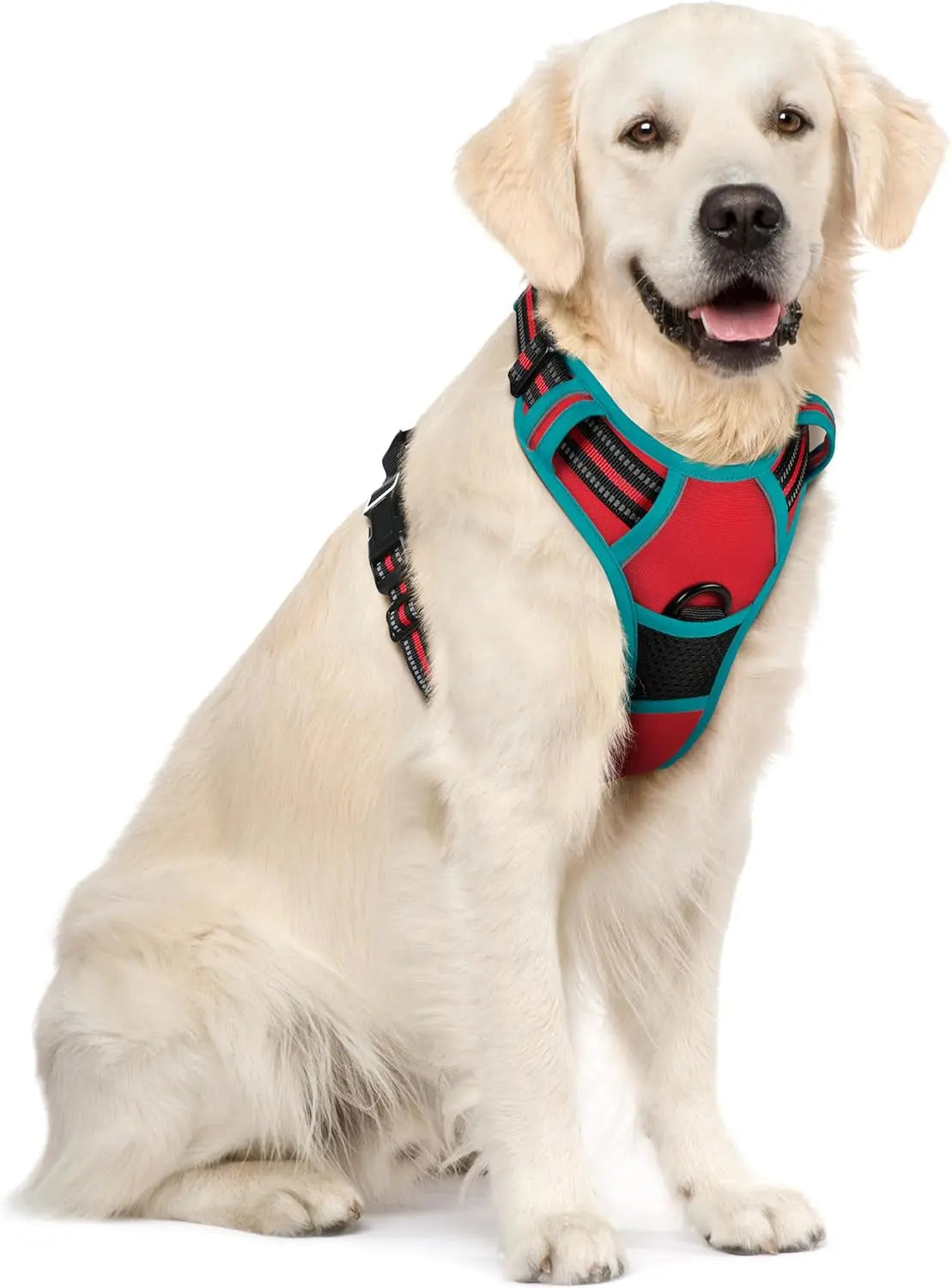 No Pull Dog Harness Reflective Adjustable Oxford Vest Dogs Control (All Sizes) Red Teal X-Large