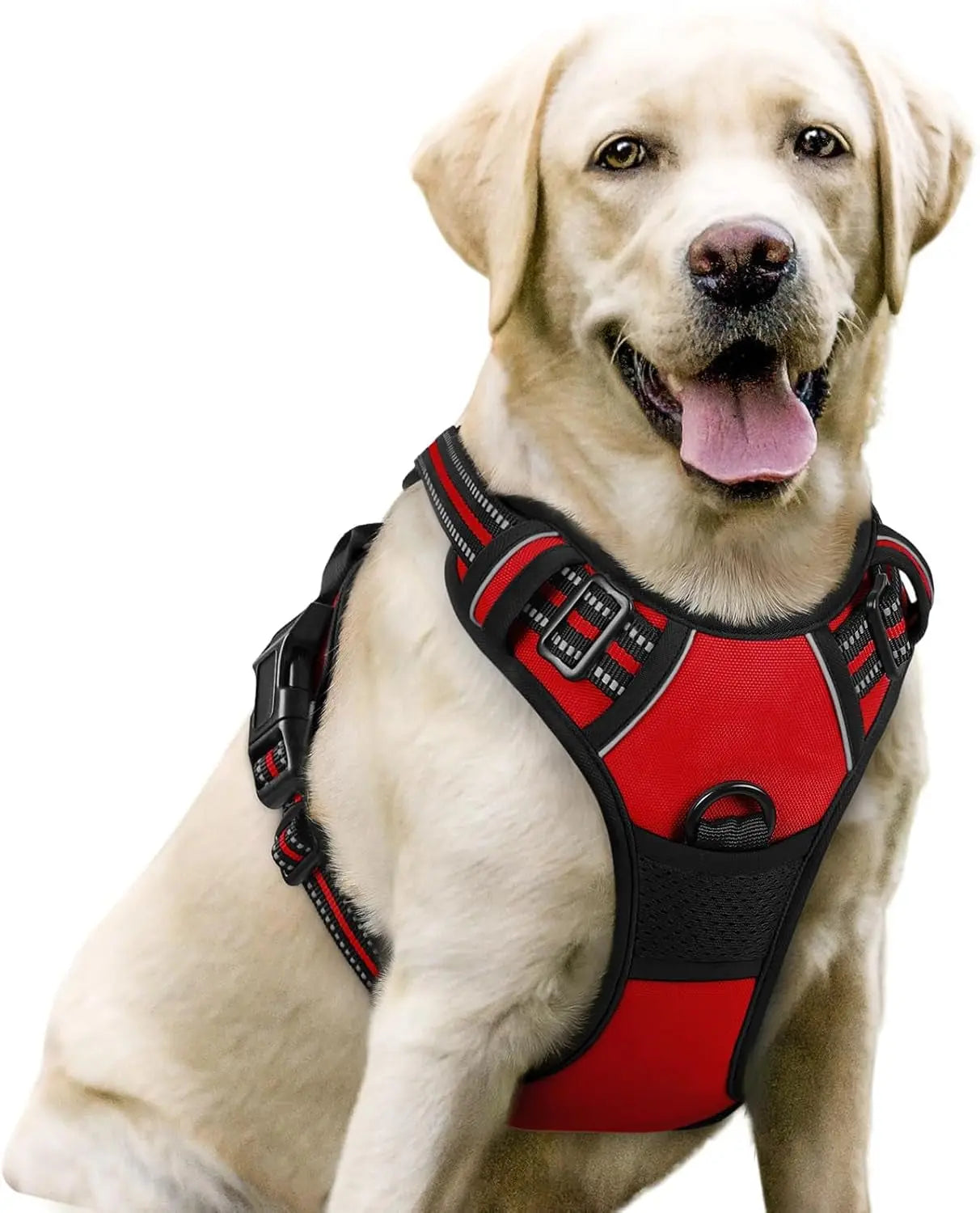 No Pull Dog Harness Reflective Adjustable Oxford Vest Dogs Control (All Sizes) Red Large