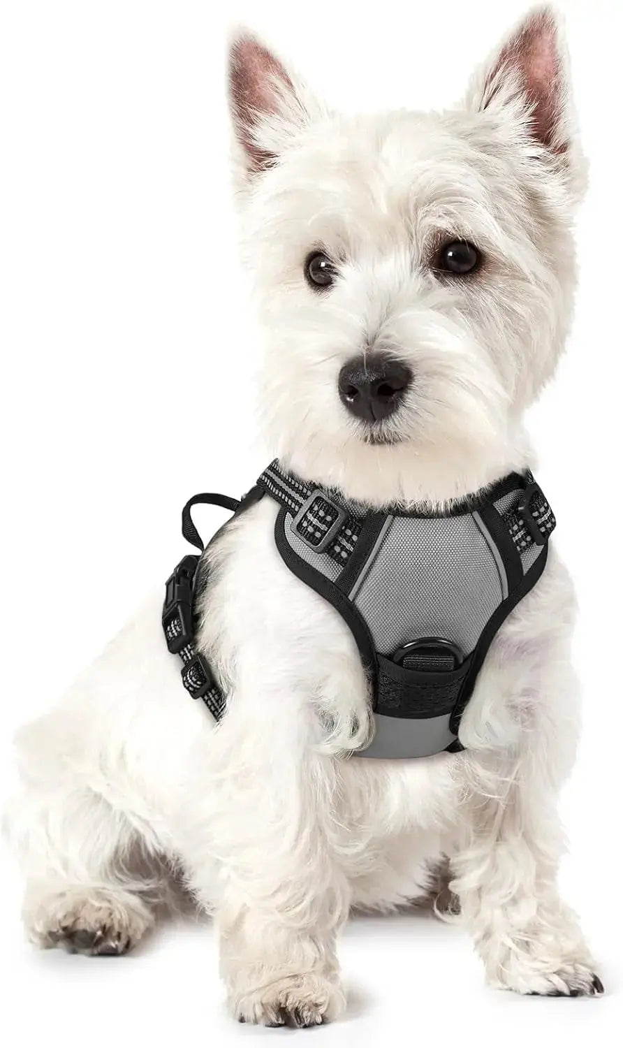 No Pull Dog Harness Reflective Adjustable Oxford Vest Dogs Control (All Sizes) Gray X-Small