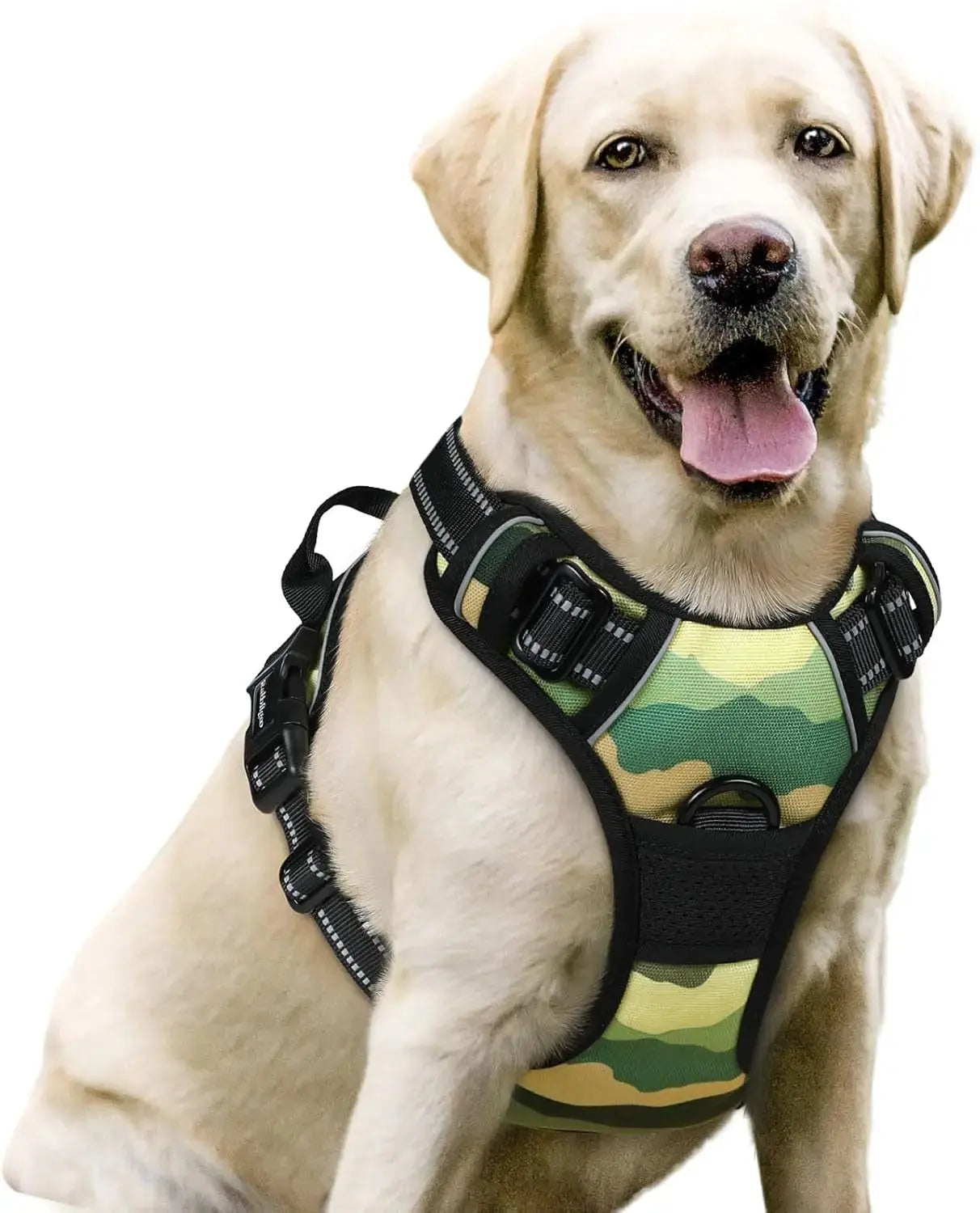 No Pull Dog Harness Reflective Adjustable Oxford Vest Dogs Control (All Sizes) Green Mountain Large