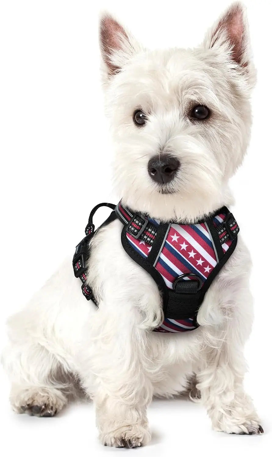 No Pull Dog Harness Reflective Adjustable Oxford Vest Dogs Control (All Sizes) Red Stripe X-Small