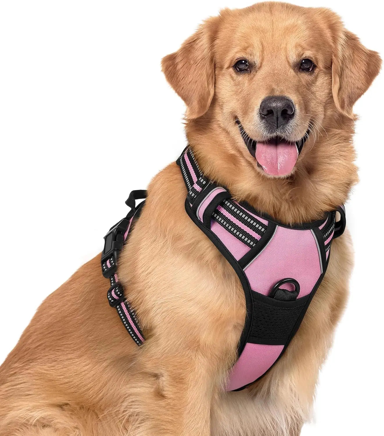 No Pull Dog Harness Reflective Adjustable Oxford Vest Dogs Control (All Sizes) Pink X-Large