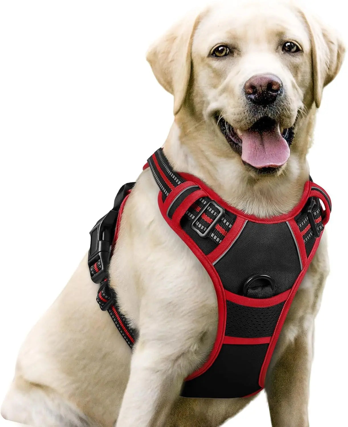 No Pull Dog Harness Reflective Adjustable Oxford Vest Dogs Control (All Sizes) Black Red Large