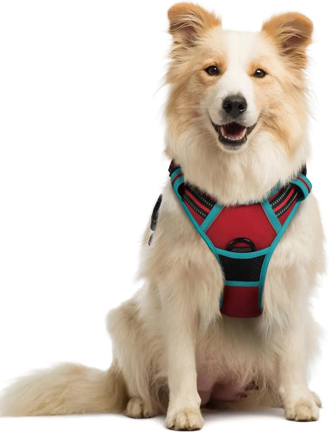 No Pull Dog Harness Reflective Adjustable Oxford Vest Dogs Control (All Sizes) Red Teal Medium
