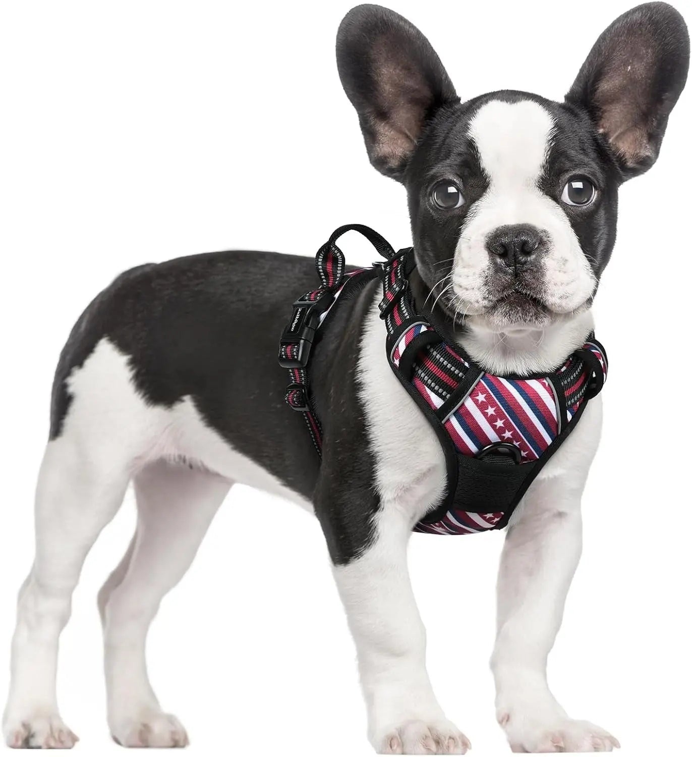No Pull Dog Harness Reflective Adjustable Oxford Vest Dogs Control (All Sizes) Red Stripe Small