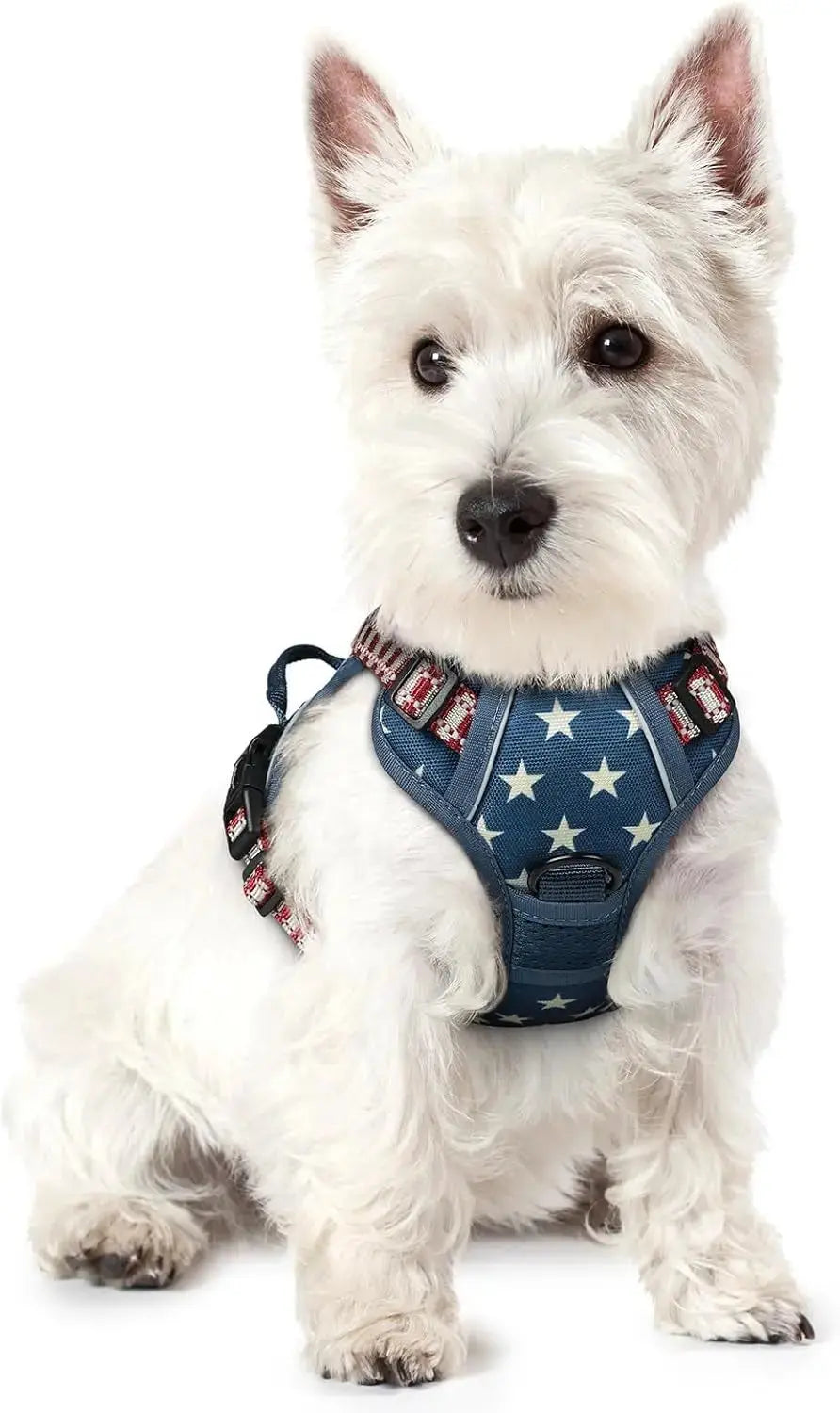 No Pull Dog Harness Reflective Adjustable Oxford Vest Dogs Control (All Sizes) Blue Star X-Small