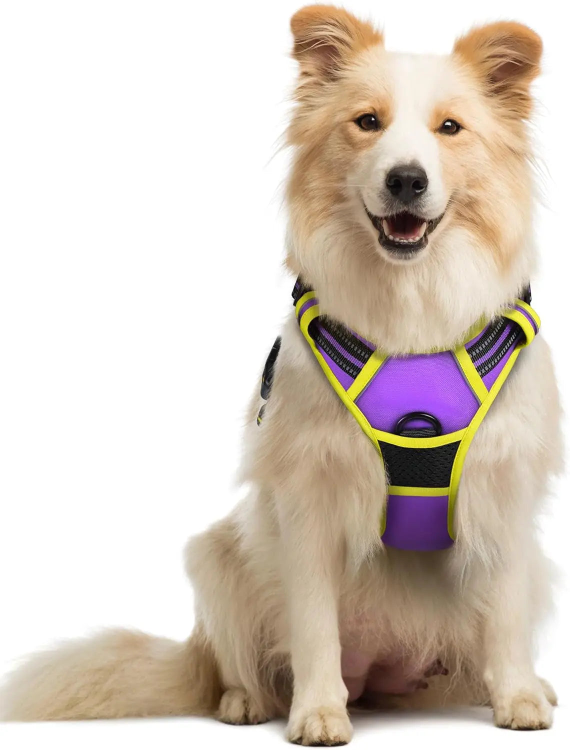 No Pull Dog Harness Reflective Adjustable Oxford Vest Dogs Control (All Sizes) Purple Yellow Medium