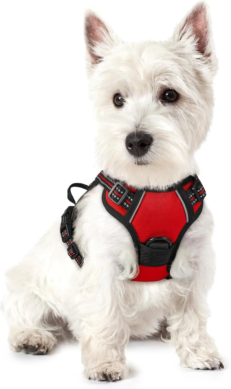 No Pull Dog Harness Reflective Adjustable Oxford Vest Dogs Control (All Sizes) Red X-Small