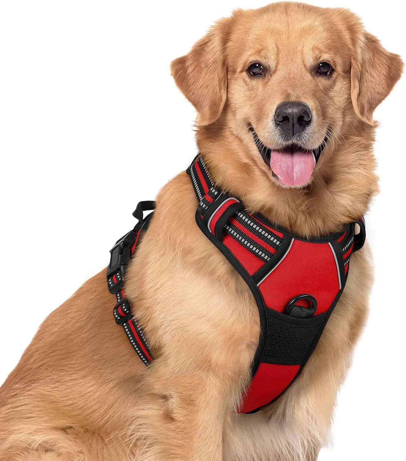 No Pull Dog Harness Reflective Adjustable Oxford Vest Dogs Control (All Sizes) Red X-Large