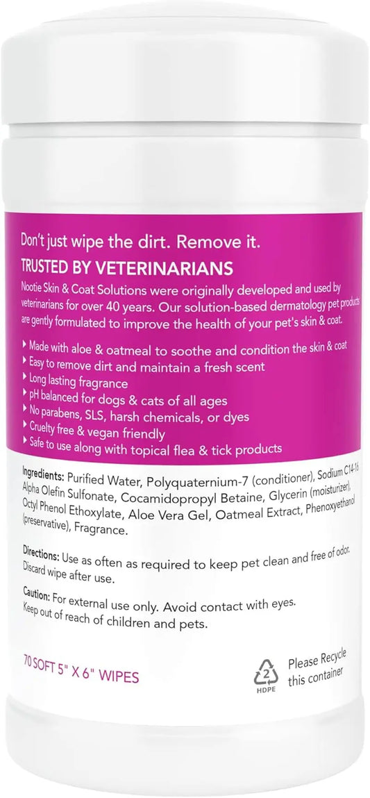 Nootie Dog Cat Waterless Shampoo Wipes Deodorizing Japanese Cherry Blossom 70ct