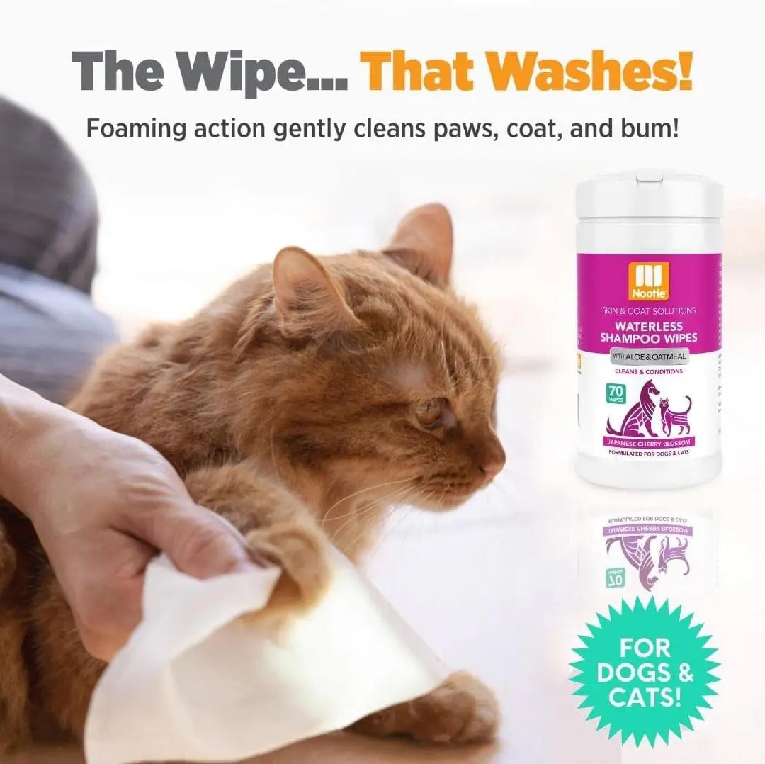 Nootie Dog Cat Waterless Shampoo Wipes Deodorizing Japanese Cherry Blossom 70ct