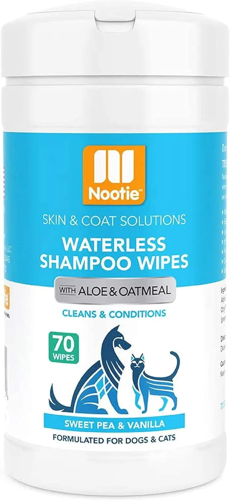 Nootie Dog Cat Waterless Shampoo Wipes Deodorizing Japanese Cherry Blossom 70ct Sweet Pea Vanilla 70 Count (Pack Of 1)