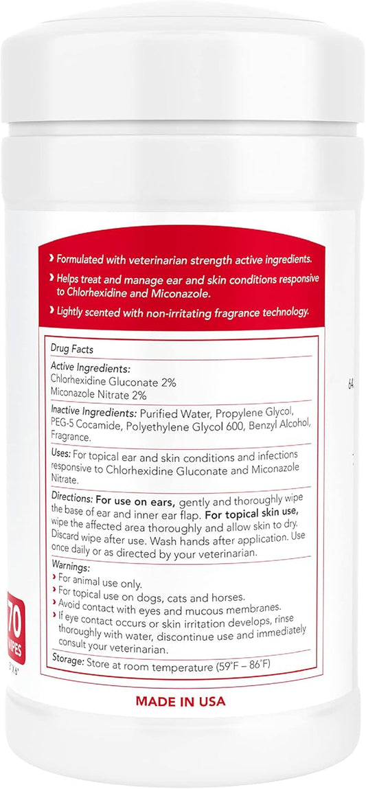 Nootie Medicated Dog & Cat Wipes 2% Chlorhexidine 2% Miconazole 70 Count XL