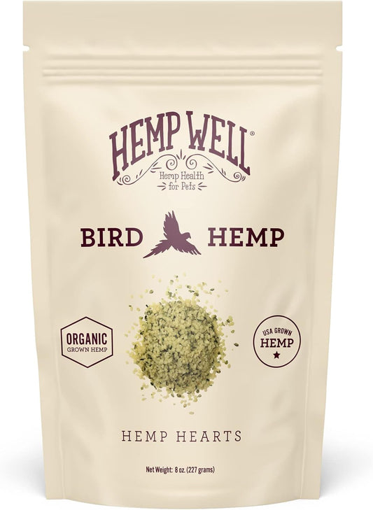 Organic Hemp Hearts for Birds Feather Plucking Support Relaxation 8oz 8 Ounce (Pack Of 1)