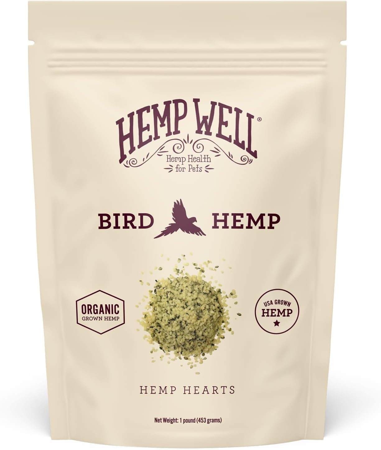 Organic Hemp Hearts for Birds Feather Plucking Support Relaxation 8oz 1 Pound (Pack Of 1)