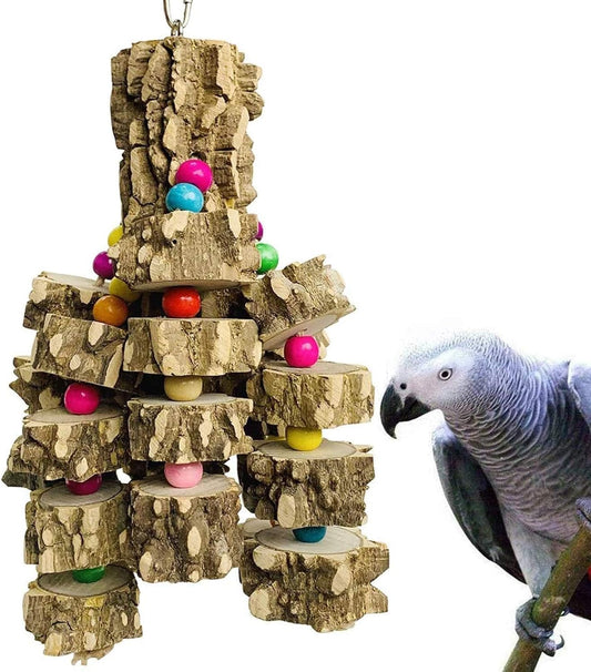 Large Parrot Toy Natural Wood Chew Macaw African Grey Cockatoo Cage A: Pepper Wood