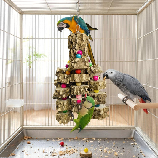 Large Parrot Toy Natural Wood Chew Macaw African Grey Cockatoo Cage