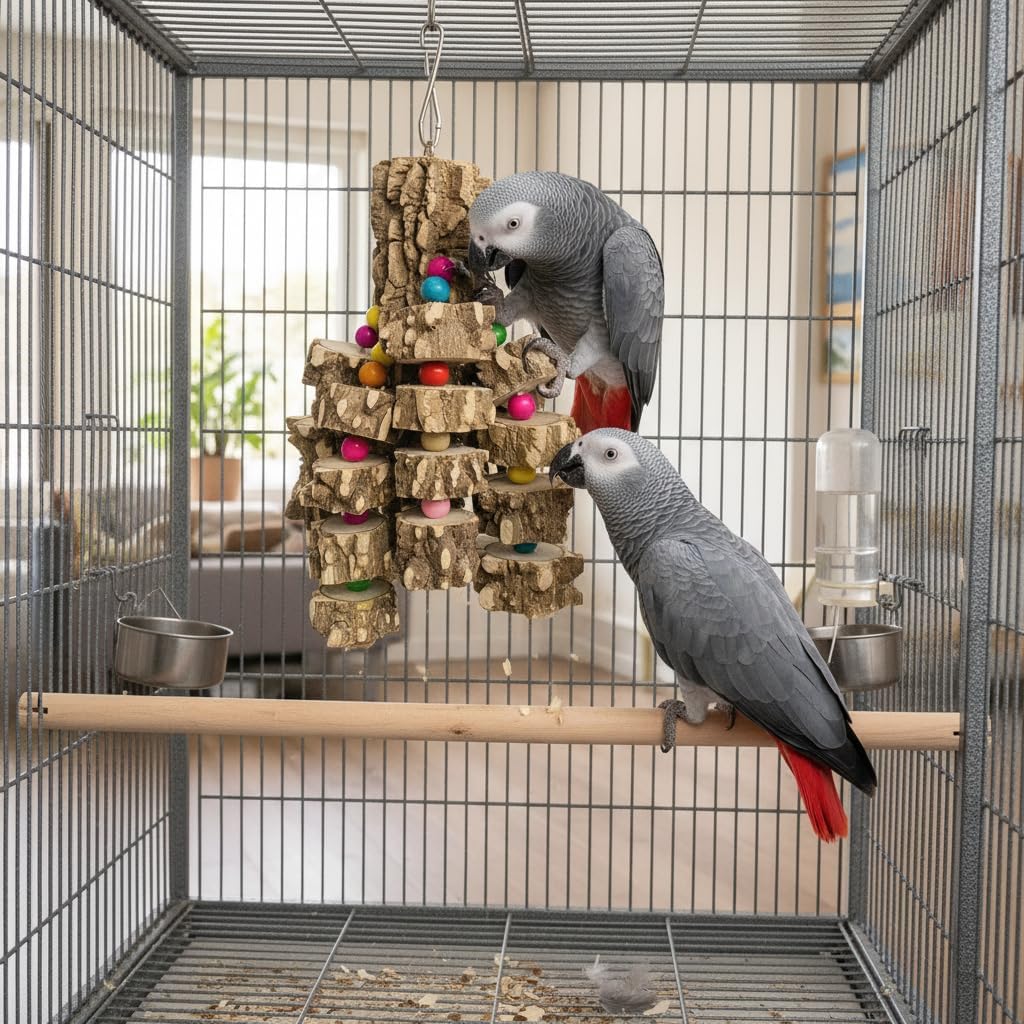 Large Parrot Toy Natural Wood Chew Macaw African Grey Cockatoo Cage