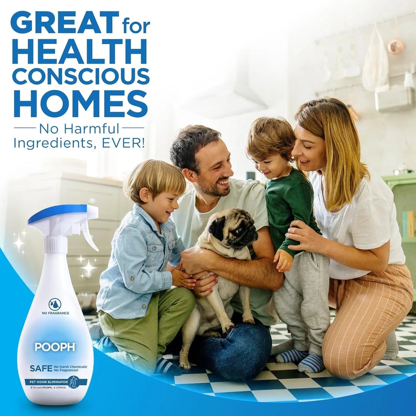 POOPH Pet Odor Eliminator Spray, 32 oz – Fragrance-Free Stain & Smell Remover