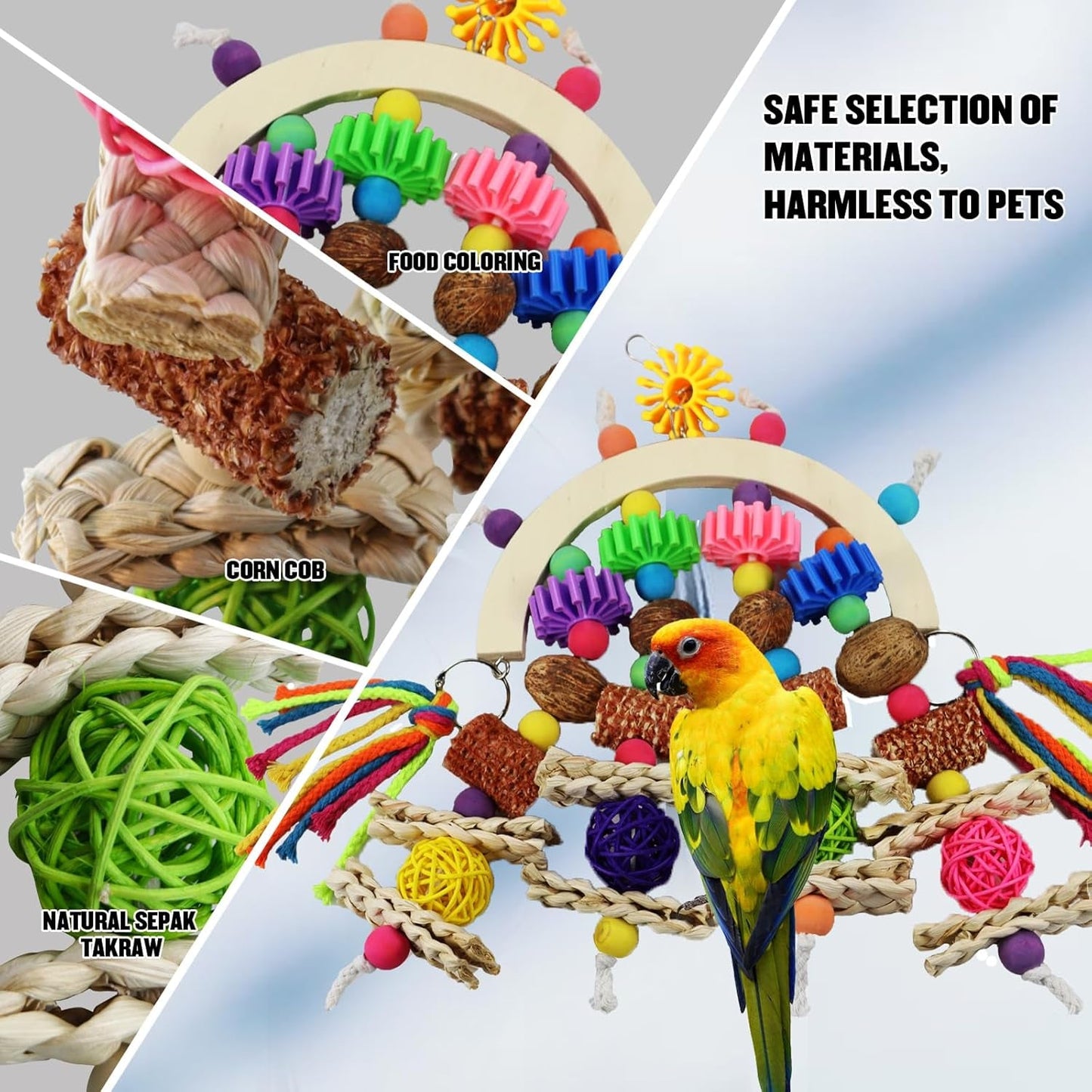 Parrot Bird Toys Natural Chew Corncob Wood Mango Cage Toys Small Medium Birds