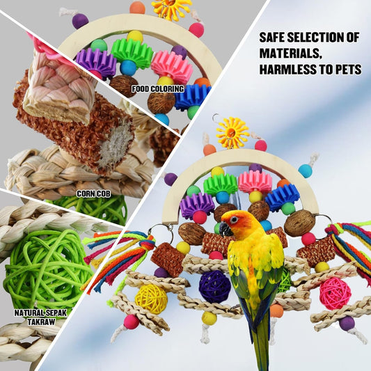 Parrot Bird Toys Natural Chew Corncob Wood Mango Cage Toys Small Medium Birds